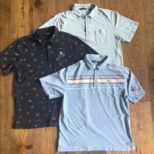 Travis Mathew Men’s Polo Set — Black, Light Blue, Mint